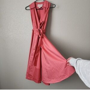 GAL MEETS GLAM Heather Pink Wrap Dress Sleeveless Fit Flare Size 6